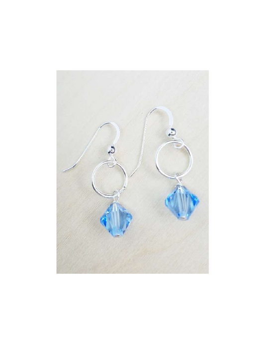 Silver Link Light Sapphire Swarovski Crystal Earrings