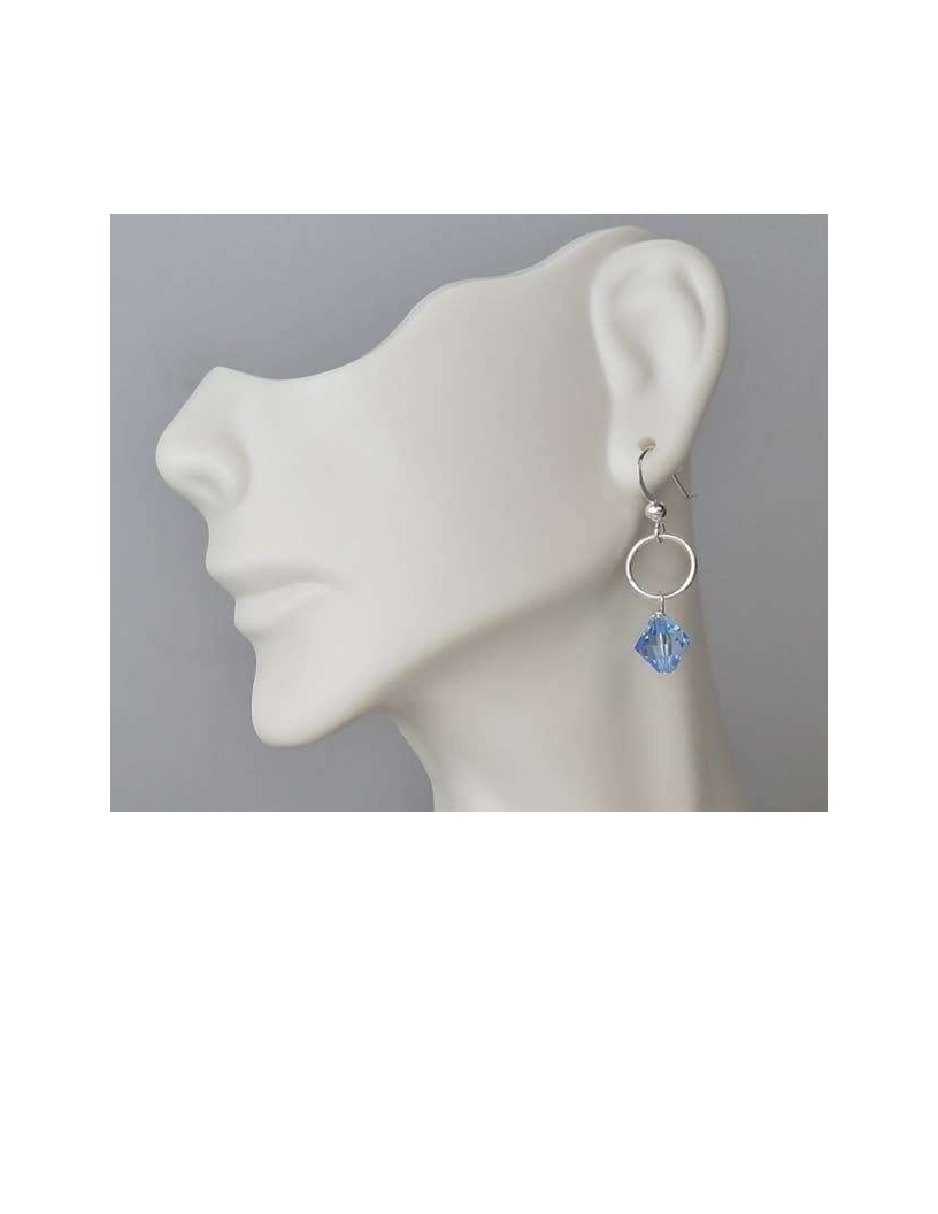 Silver Link Light Sapphire Swarovski Crystal Earrings