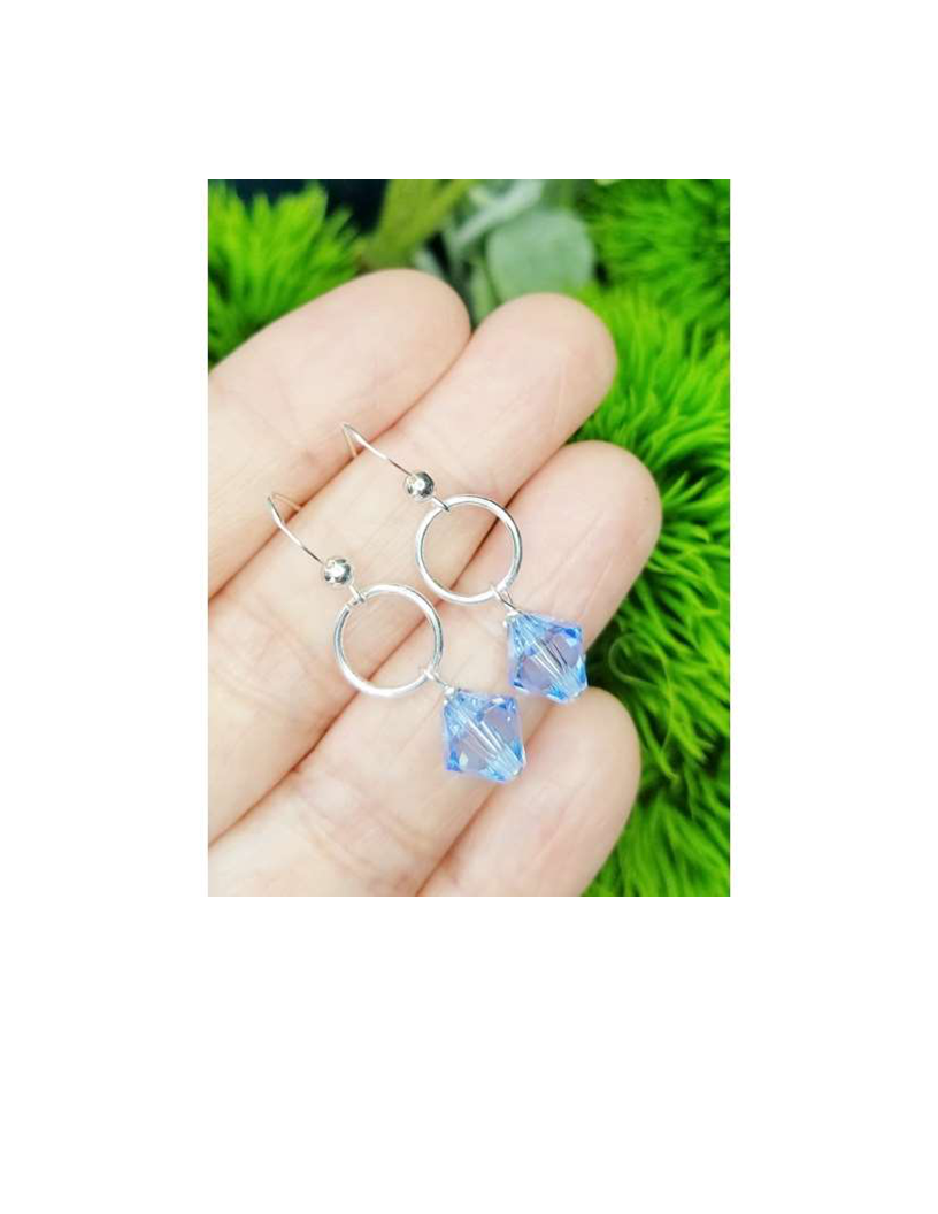 Silver Link Light Sapphire Swarovski Crystal Earrings