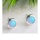 Silver Fire Opal Bezel Stud in Azure Blue