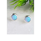 Silver Fire Opal Bezel Stud in Azure Blue