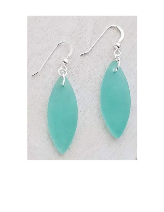 Silver Marquis Eco Sea Glass Earrings In Autumn Green