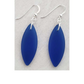 Silver Marquis Eco Sea Glass Earrings in Cobalt Blue