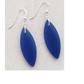 Silver Marquis Eco Sea Glass Earrings in Cobalt Blue